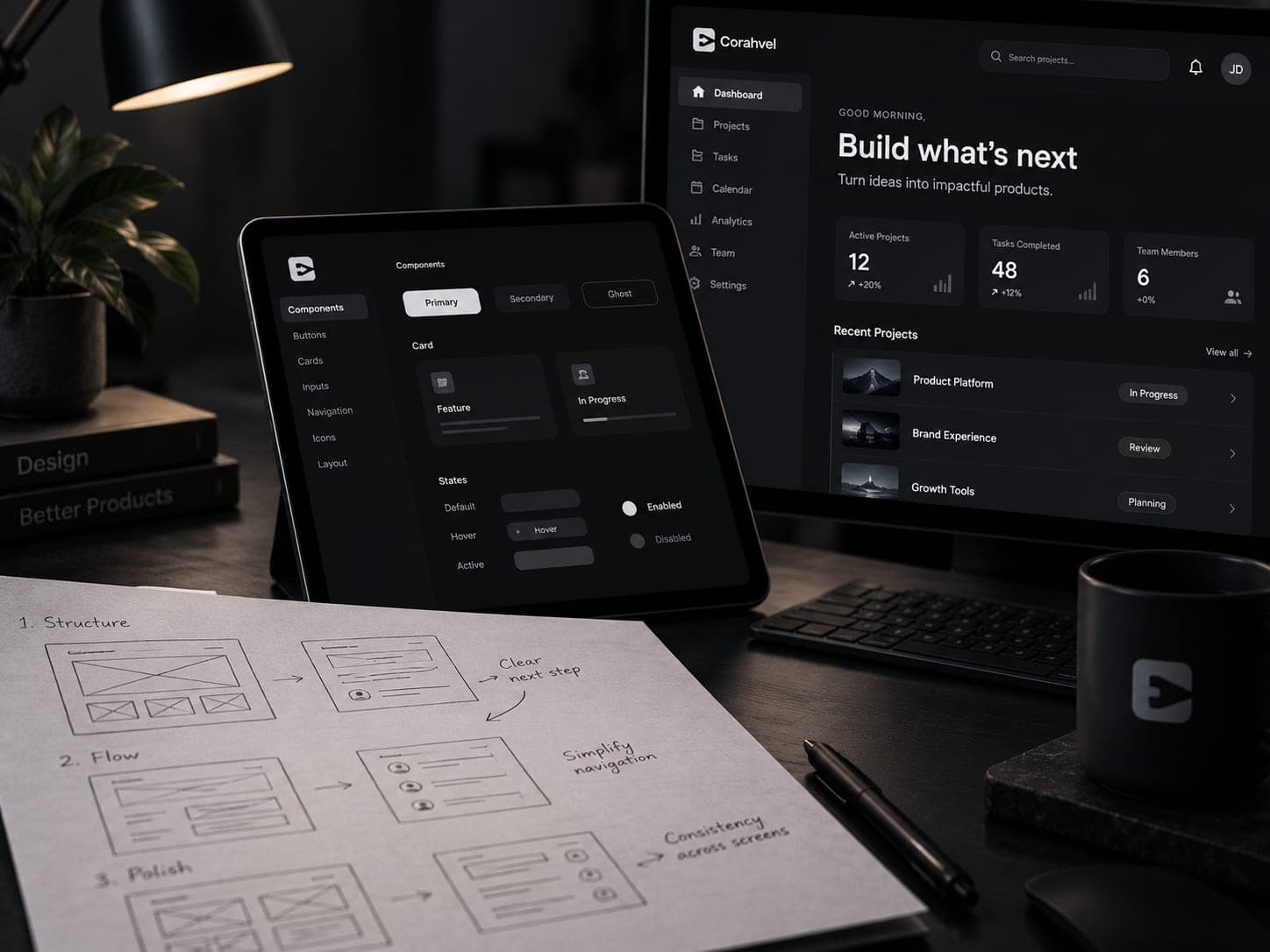 Wireframes becoming a finished interface